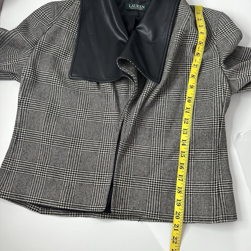 RALPH LAUREN LRL Jacket Womens Medium Houndstooth‎ Faux Leather Shawl Collar - Picture 11 of 12